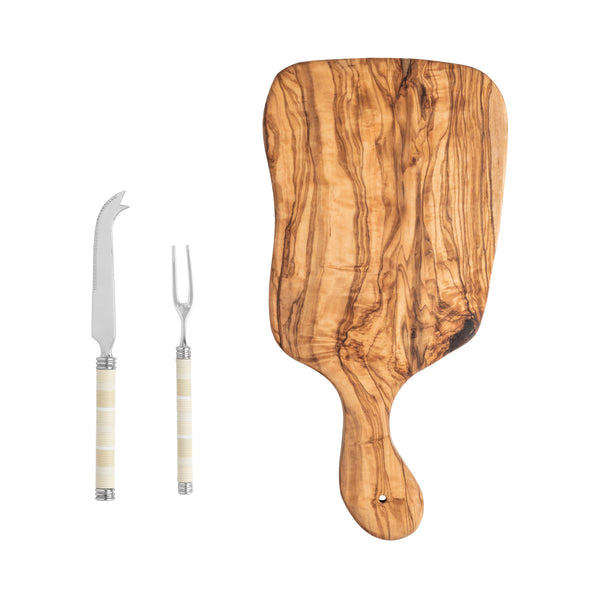 french home French Home Jubilee Cheese Knife Fork and Olive Wood Board Set - Shades of Light
