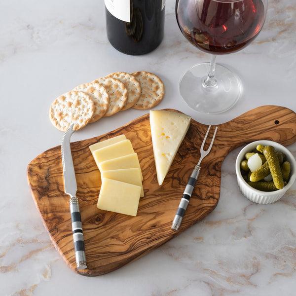 French Home French Home Jubilee Cheese Knife Fork And Olivewood Board Set - Shades Of Graphite
