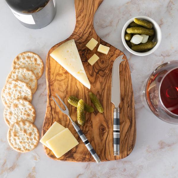 French Home French Home Jubilee Cheese Knife Fork And Olivewood Board Set - Shades Of Graphite