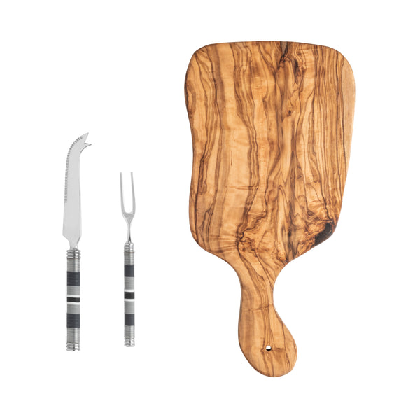 french home French Home Jubilee Cheese Knife Fork and Olivewood Board Set - Shades of Graphite