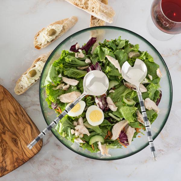 French Home French Home Jubilee "Shades Of Graphite" Salad Servers And Urban Salad Bowl