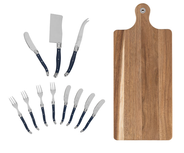 French Home French Home Laguiole 12-Piece Navy Charcuterie Set With Wood Board