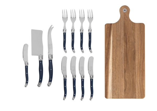 french home French Home Laguiole 12-Piece Navy Charcuterie Set with Wood Board