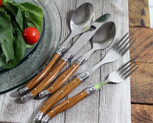 French Home French Home Laguiole 20 Piece Stainless Steel Flatware Set Service For 4 Wood Grain