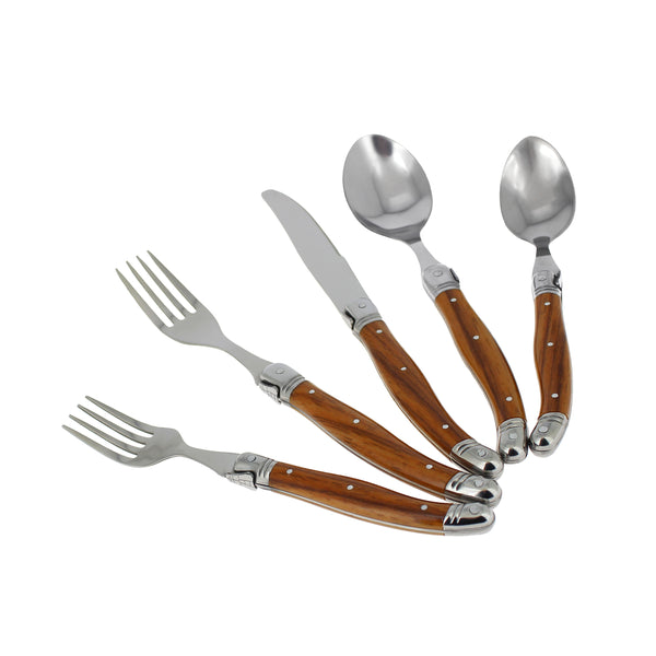 French Home French Home Laguiole 20 Piece Stainless Steel Flatware Set Service For 4 Wood Grain