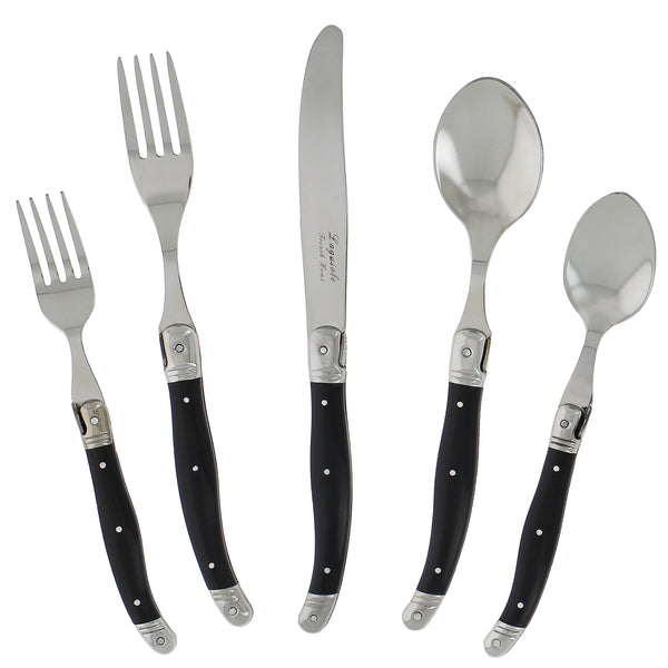 French Home French Home Laguiole 20 Piece Stainless Steel Flatware Set Service For 4 Black