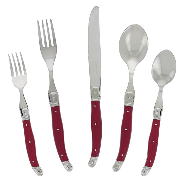 French Home French Home Laguiole 20 Piece Stainless Steel Flatware Set Service For 4 Pearlized Raspberry