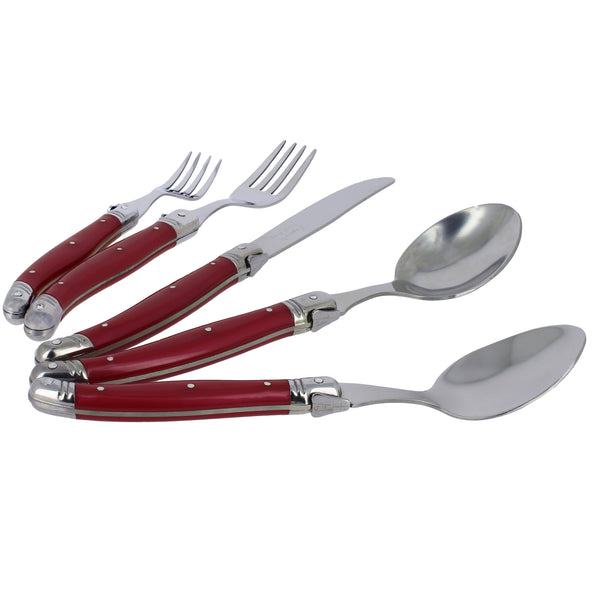 French Home French Home Laguiole 20 Piece Stainless Steel Flatware Set Service For 4 Pearlized Raspberry