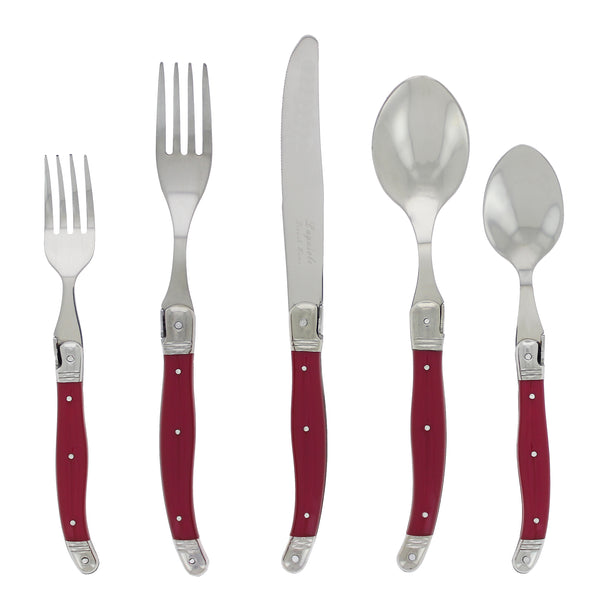 french home French Home Laguiole 20 Piece Stainless Steel Flatware Set Service for 4 Pearlized Raspberry