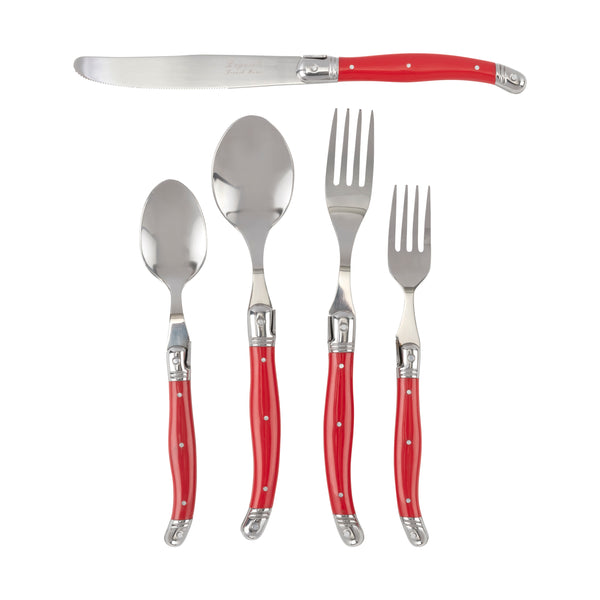 French Home French Home Laguiole 20 Piece Stainless Steel Flatware Set Service For 4 Scarlet Red