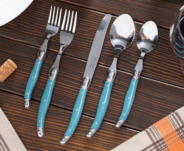 French Home French Home Laguiole 20 Piece Stainless Steel Flatware Set Service For 4 Aegean Teal