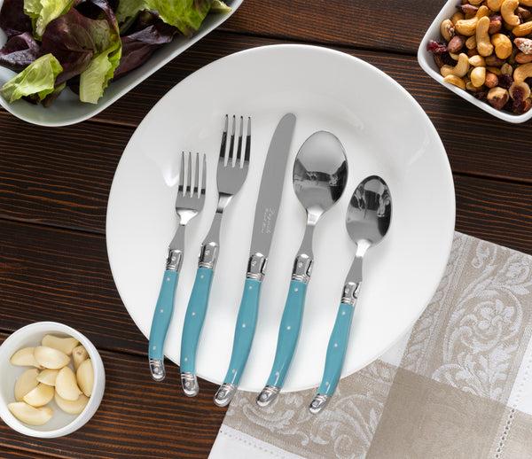 French Home French Home Laguiole 20 Piece Stainless Steel Flatware Set Service For 4 Aegean Teal