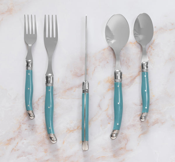 French Home French Home Laguiole 20 Piece Stainless Steel Flatware Set Service For 4 Aegean Teal