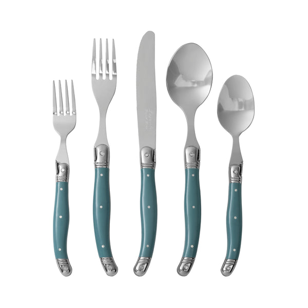 french home French Home Laguiole 20 Piece Stainless Steel Flatware Set Service for 4 Aegean Teal