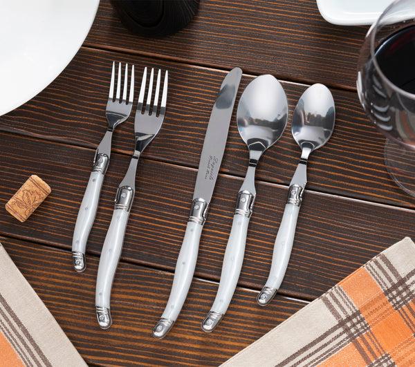French Home French Home Laguiole 20 Piece Stainless Steel Flatware Set Service For 4 Pearl White