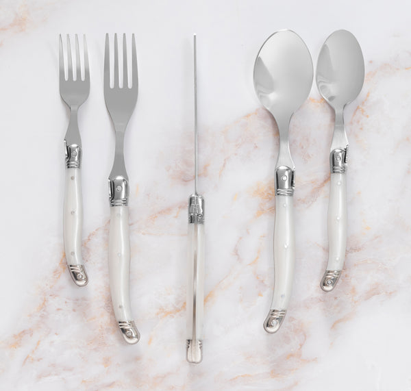French Home French Home Laguiole 20 Piece Stainless Steel Flatware Set Service For 4 Pearl White