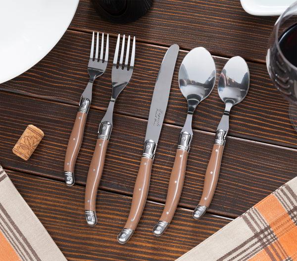 French Home French Home Laguiole 20 Piece Stainless Steel Flatware Set Service For 4 Café Au Lait