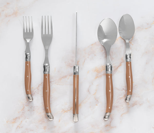 French Home French Home Laguiole 20 Piece Stainless Steel Flatware Set Service For 4 Café Au Lait