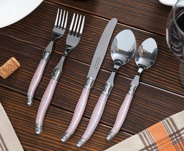 French Home French Home Laguiole 20 Piece Stainless Steel Flatware Set Service For 4 Petal Pink