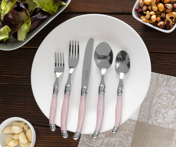 French Home French Home Laguiole 20 Piece Stainless Steel Flatware Set Service For 4 Petal Pink