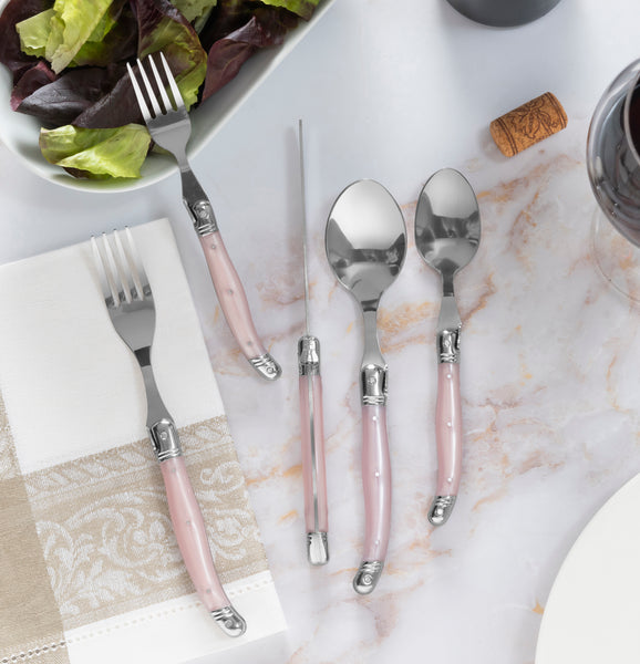 French Home French Home Laguiole 20 Piece Stainless Steel Flatware Set Service For 4 Petal Pink