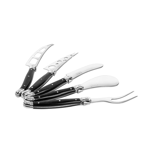 French Home French Home Laguiole 5-Piece Artisan Cheese Knife Set With Black Pakkawood Handles