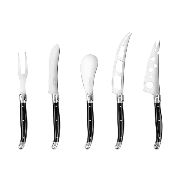 french home French Home Laguiole 5-Piece Artisan Cheese Knife Set with Black Pakkawood Handles