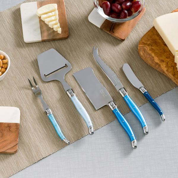 French Home French Home Laguiole 5 Piece Cheese Knife Fork And Slicer Set "Shades Of Blue"