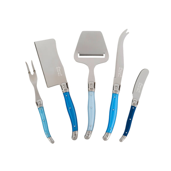 French Home French Home Laguiole 5 Piece Cheese Knife Fork And Slicer Set "Shades Of Blue"