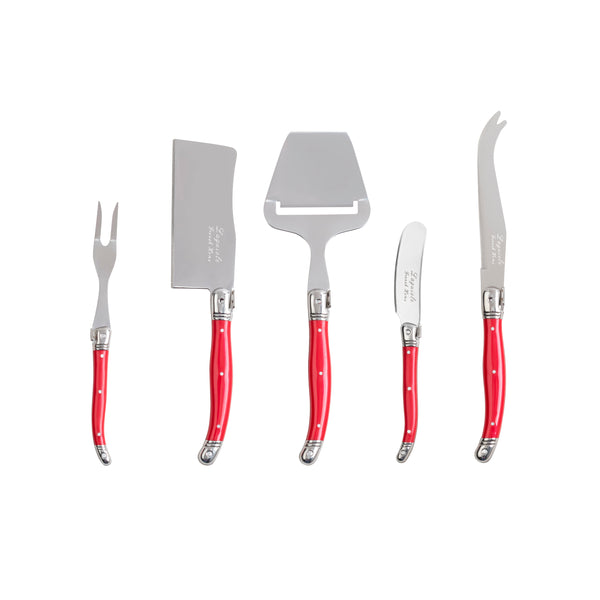 french home French Home Laguiole 5 Piece Cheese Knife Fork and Slicer Set Scarlet Red