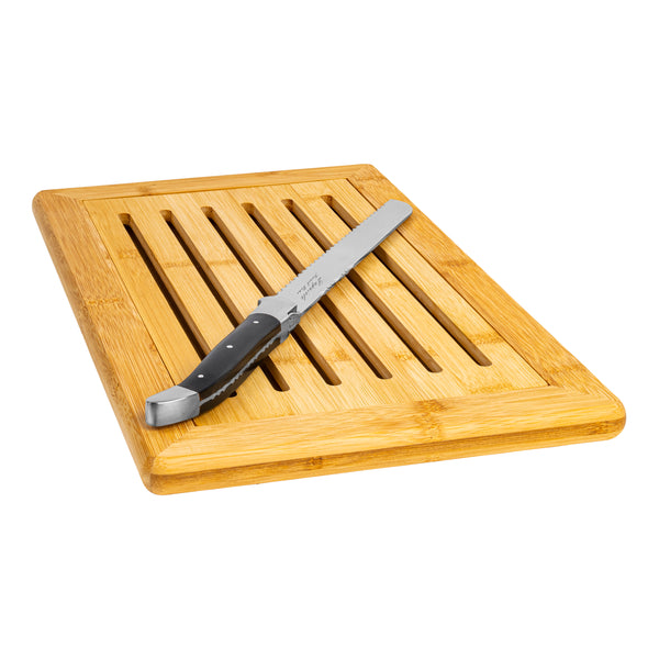 French Home French Home Laguiole Black Pakkawood Bread Knife With Bamboo Bread Board