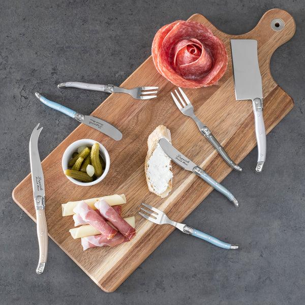 French Home French Home Laguiole Charcuterie Set In Mother Of Pearl Colors With Wood Serving Board