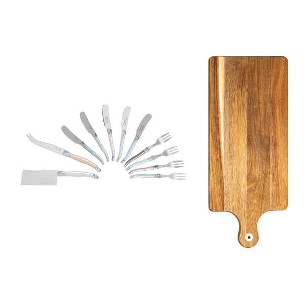 French Home French Home Laguiole Charcuterie Set In Mother Of Pearl Colors With Wood Serving Board