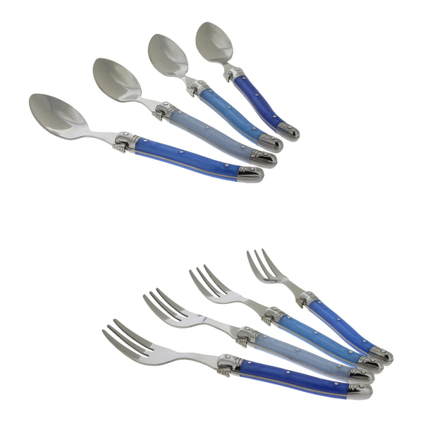 French Home French Home Laguiole Cocktail Or Dessert Spoons And Forks Set Of 8 Shades Of Blue