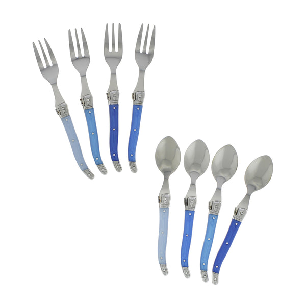 French Home French Home Laguiole Cocktail Or Dessert Spoons And Forks Set Of 8 Shades Of Blue