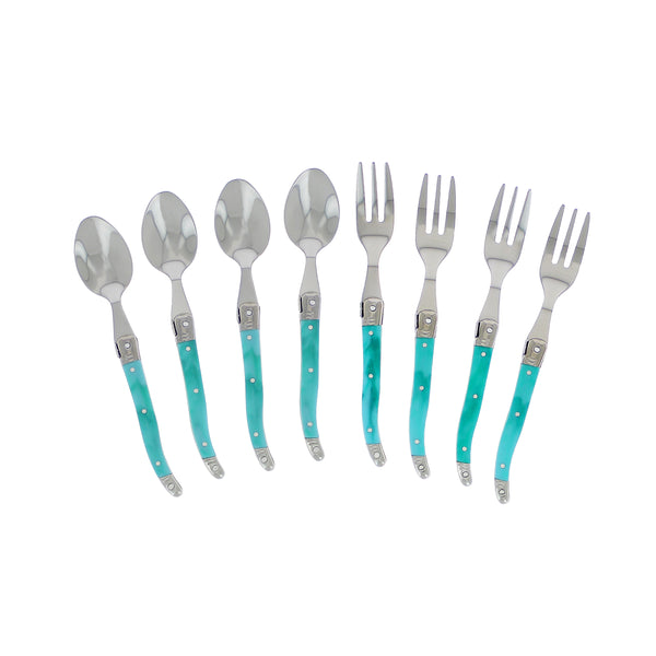 French Home French Home Laguiole Cocktail Or Dessert Spoons And Forks Set Of 8 Turquoise