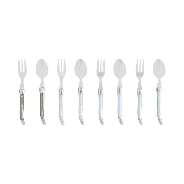 french home French Home Laguiole Cocktail or Dessert Spoons and Forks Set of 8 Mother of Pearl