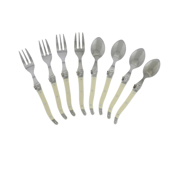 french home French Home Laguiole Cocktail or Dessert Spoons and Forks Set of 8 Faux Ivory