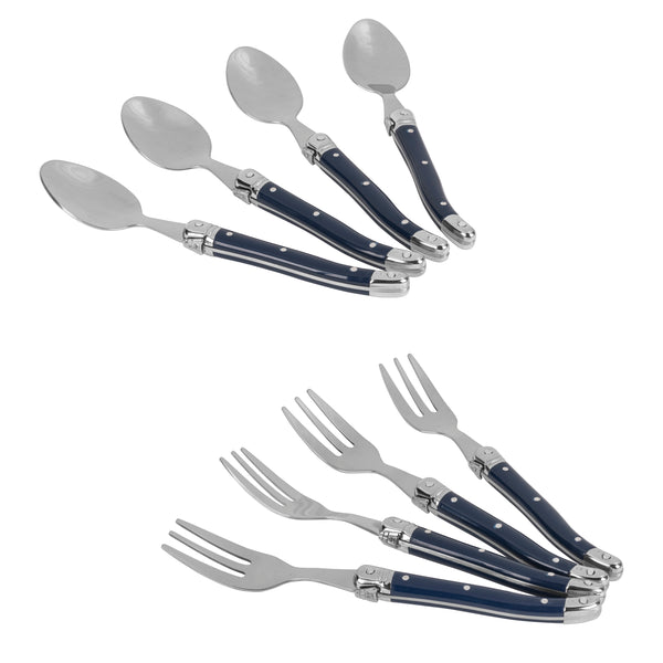 French Home French Home Laguiole Coffee Spoons And Cake Forks Set Of 8 Navy