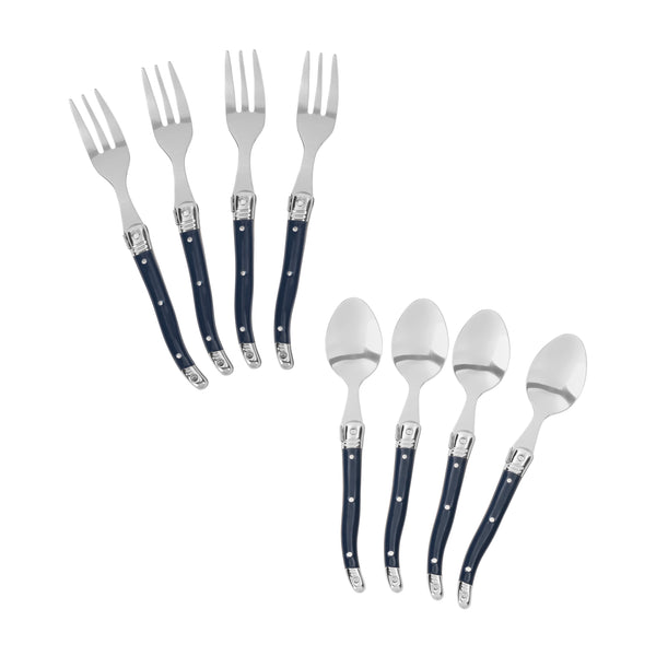 french home French Home Laguiole Coffee Spoons and Cake Forks Set of 8 Navy