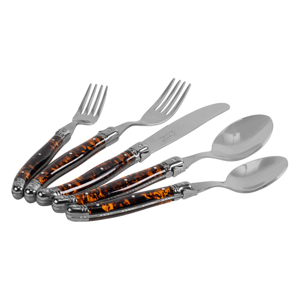 French Home French Home Laguiole Connoisseur 20-Piece 18/10 Flatware Set With Tortoise Handles