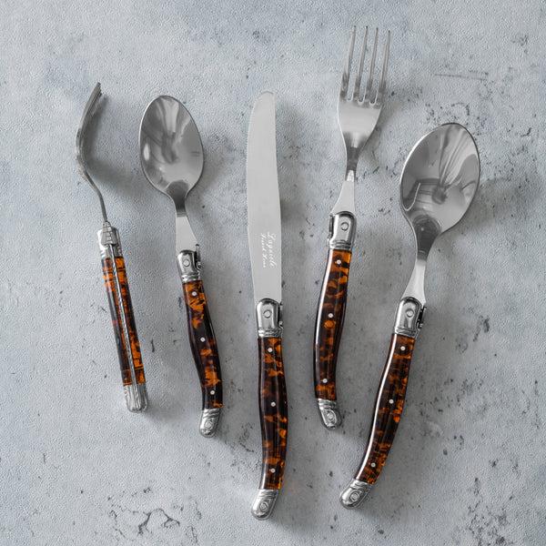 French Home French Home Laguiole Connoisseur 20-Piece 18/10 Flatware Set With Tortoise Handles