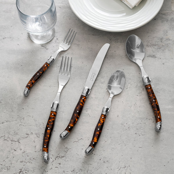 French Home French Home Laguiole Connoisseur 20-Piece 18/10 Flatware Set With Tortoise Handles