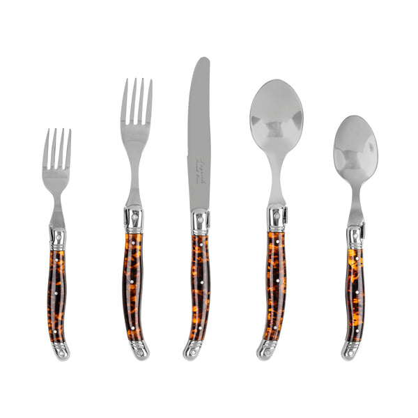 french home French Home Laguiole Connoisseur 20-Piece 18/10 Flatware Set with Tortoise Handles