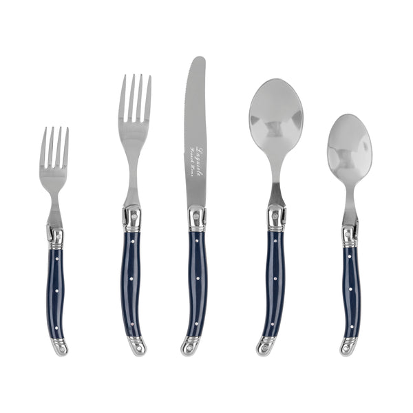french home French Home Laguiole Connoisseur 20-Piece 18/10 Stainless-Steel Flatware Set with Navy Handles