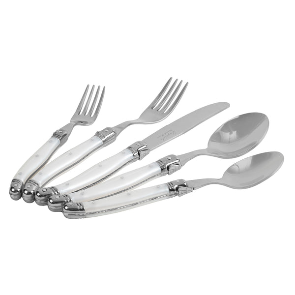 French Home French Home Laguiole Connoisseur 20-Piece 18/10 Stainless-Steel Flatware Set With Pearl White Handles