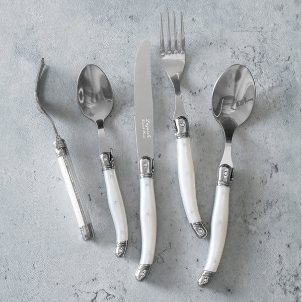 French Home French Home Laguiole Connoisseur 20-Piece 18/10 Stainless-Steel Flatware Set With Pearl White Handles