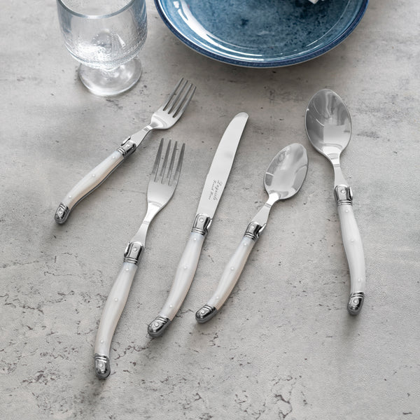 French Home French Home Laguiole Connoisseur 20-Piece 18/10 Stainless-Steel Flatware Set With Pearl White Handles