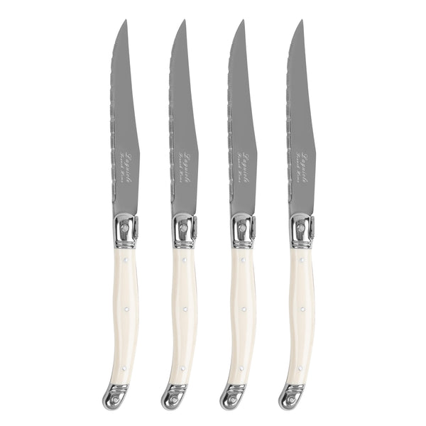 French Home French Home Laguiole Connoisseur 4-Piece Steak Knife Set With Ivory-Colored Handles