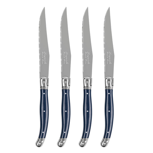 French Home French Home Laguiole Connoisseur 4-Piece Steak Knife Set With Navy Handles